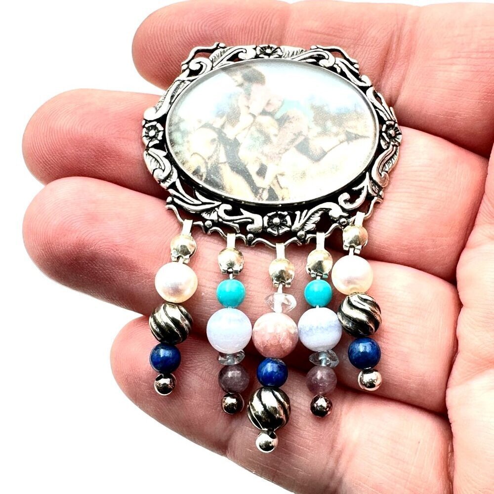 American Southwest Carolyn Pollack Relios Sterling Silver Beaded Brooch Pin